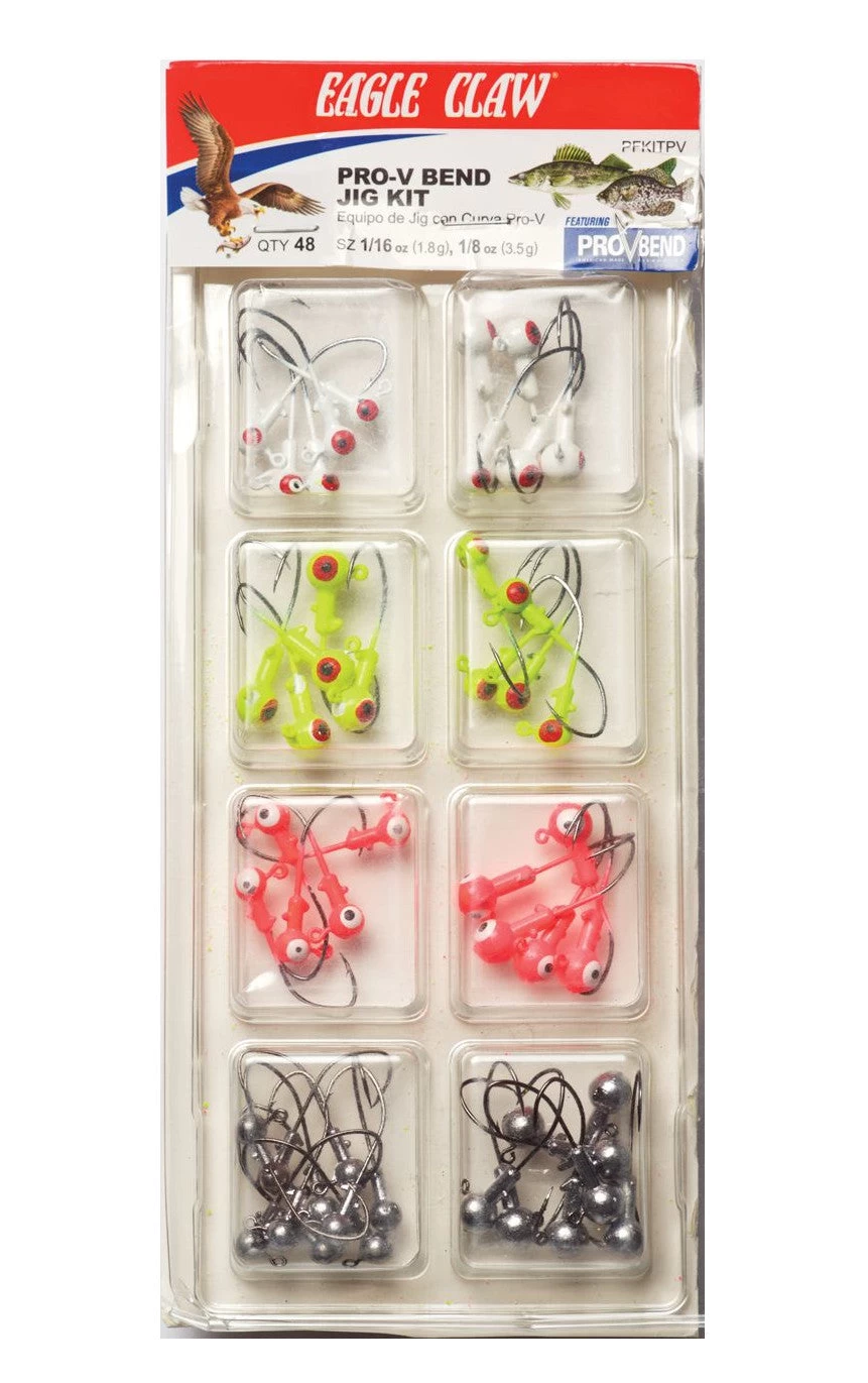 Eagle Claw Pro-V Bend Jig Kit 48-Piece Jighead Assortment 3 Eagle Claw Pro-V Bend Jig Kit 48-Piece Jighead Assortment